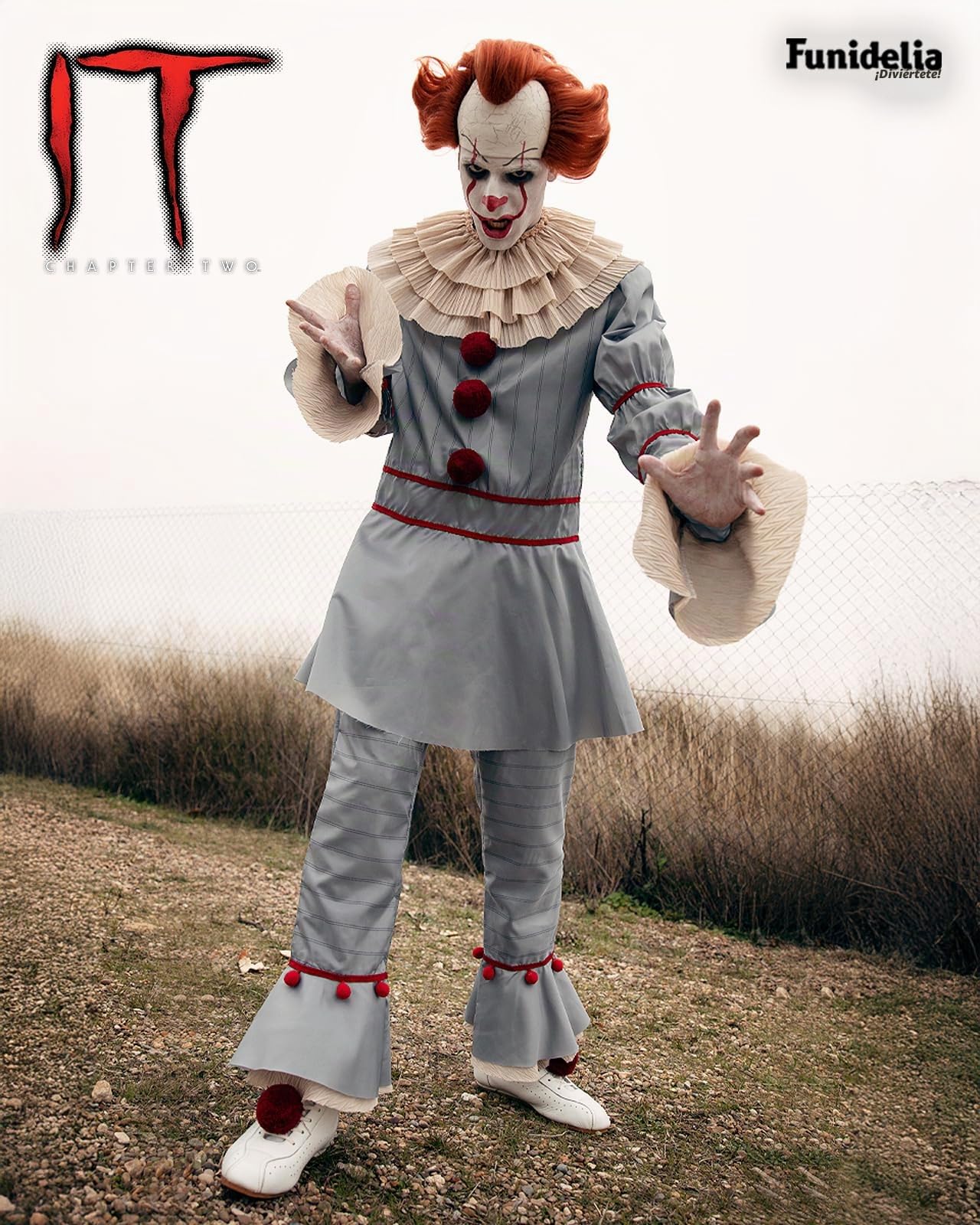 Funidelia | Disfraz de Pennywise - IT Capítulo Dos para hombre Pennywise & Películas de miedo - Disfraz para adultos y divertidos accesorios para Fiestas, Carnaval y Halloween