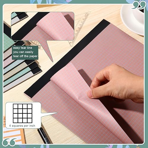 Miniatura 3 de Ctosree 8 blocs de papel cuadriculado de color de 17 x 11 pulgadas, 176 hojas de hojas legales cuádruples, 4 cuadrados por pulgada, bloc de papel de