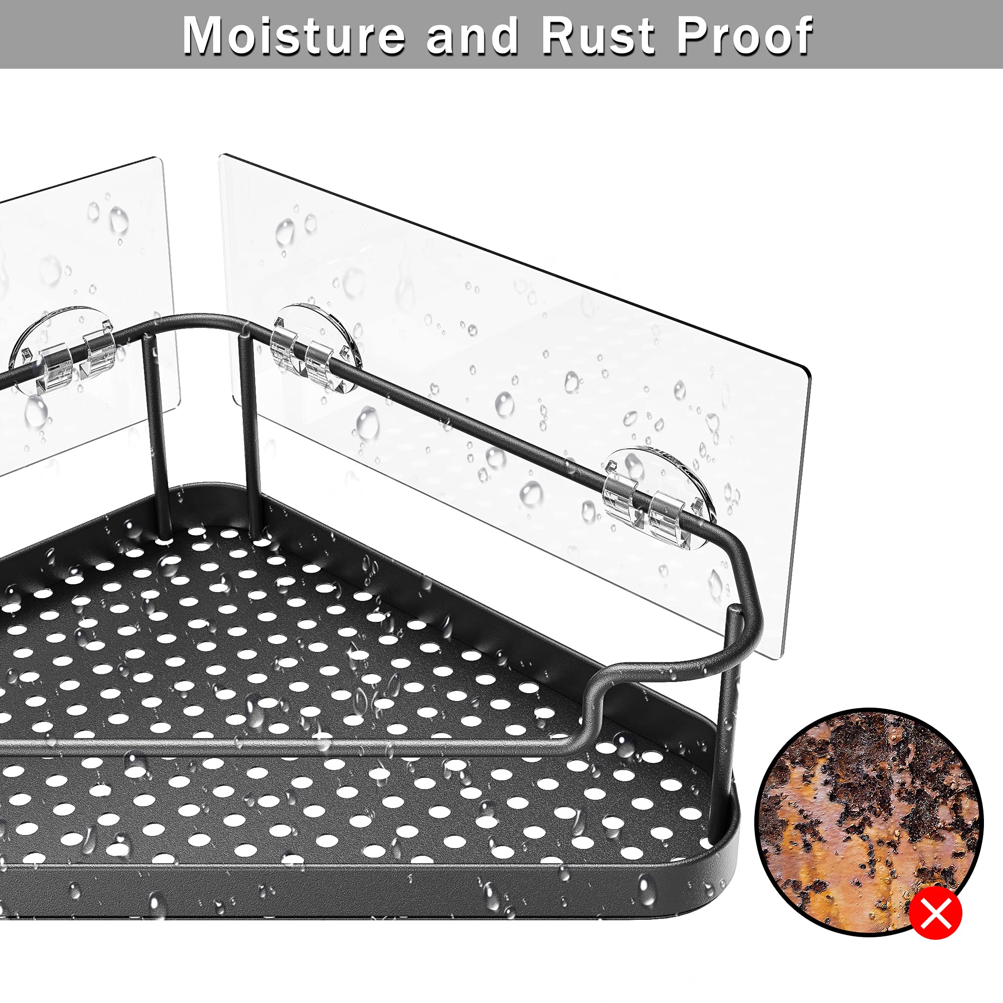 Orimade Corner Shower Caddy Organizer Basket with Hooks Adhesive No