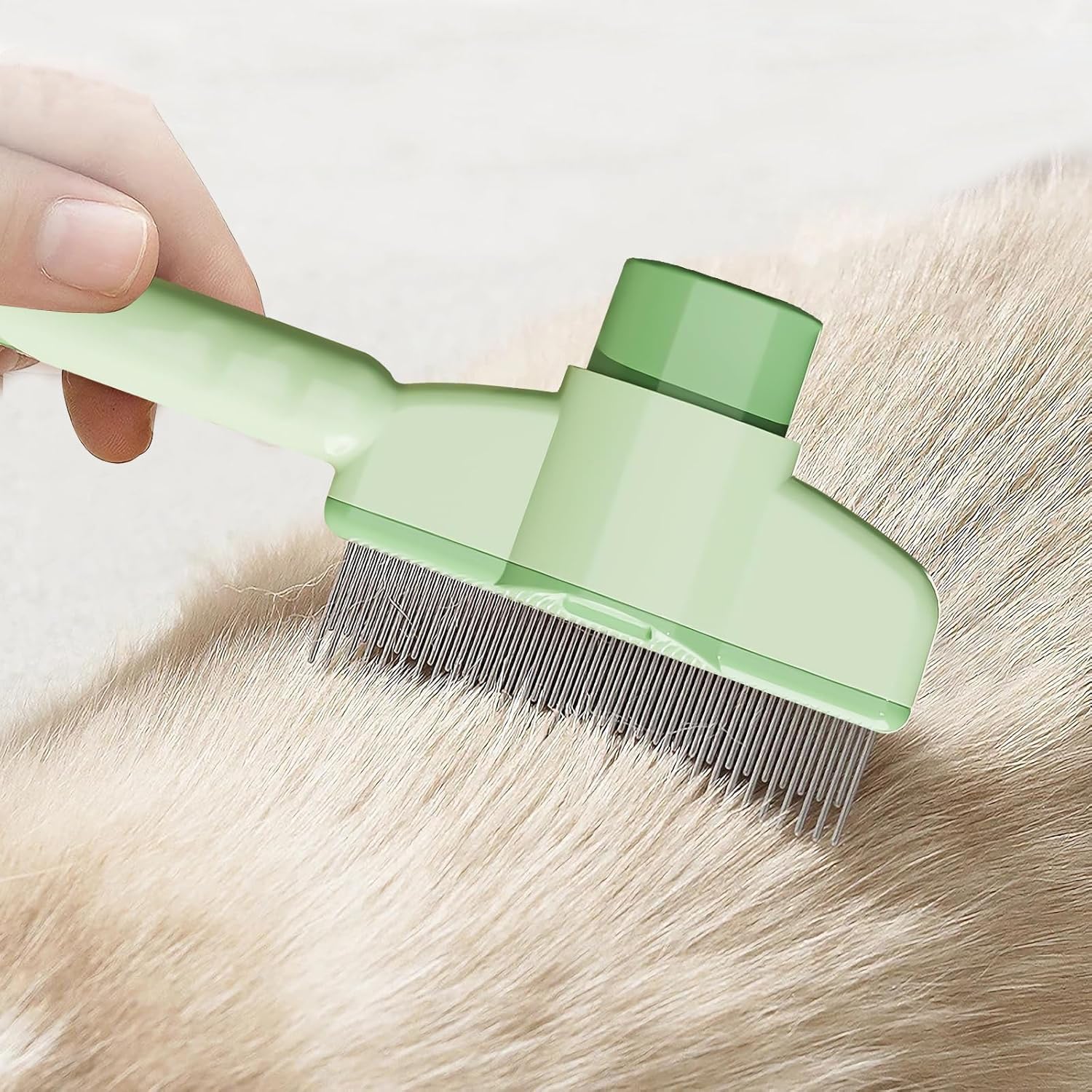 Fellblitz Bürste Katze,2 Stück Fellblitzbürste,Selbstreinigende Fellbürste, Fellblitz-Bürste Mit AuslöSeknopf, Ideal für Langhaarkatzen Entfernt Lose Haare, Fördert gesundes Fell