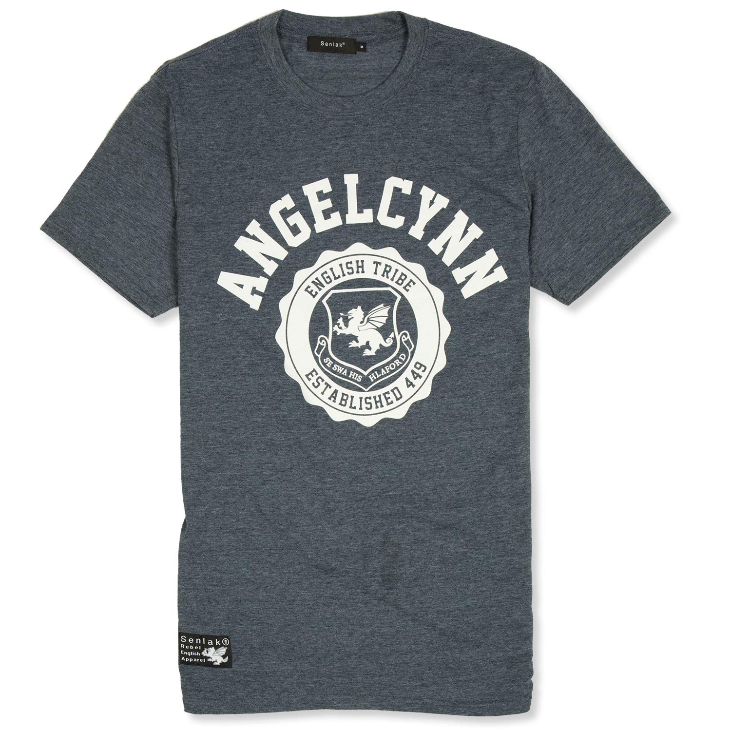 Senlak Angelcynn English Tribe England T-Shirt (L, Heather Navy)