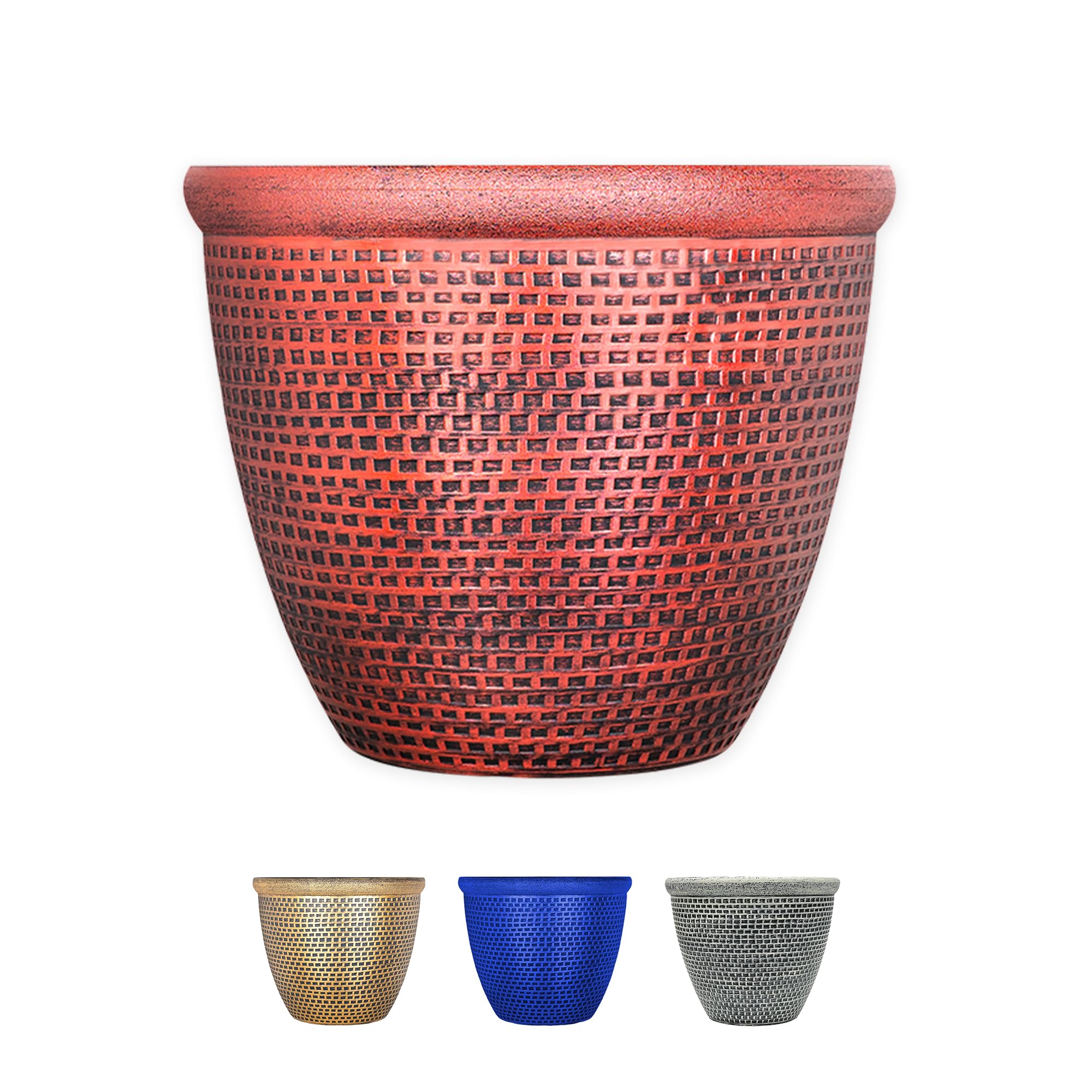 Sg Traders Copper Cromarty Plant Pot Plastic Round Flower Pot Planter Garden Decoration 25Cm Plant Pot Outdoor Flower Pots Outside Garden Planters Outdoor Plant Pots With Drainage Holes (Pack Of 1 Pot)