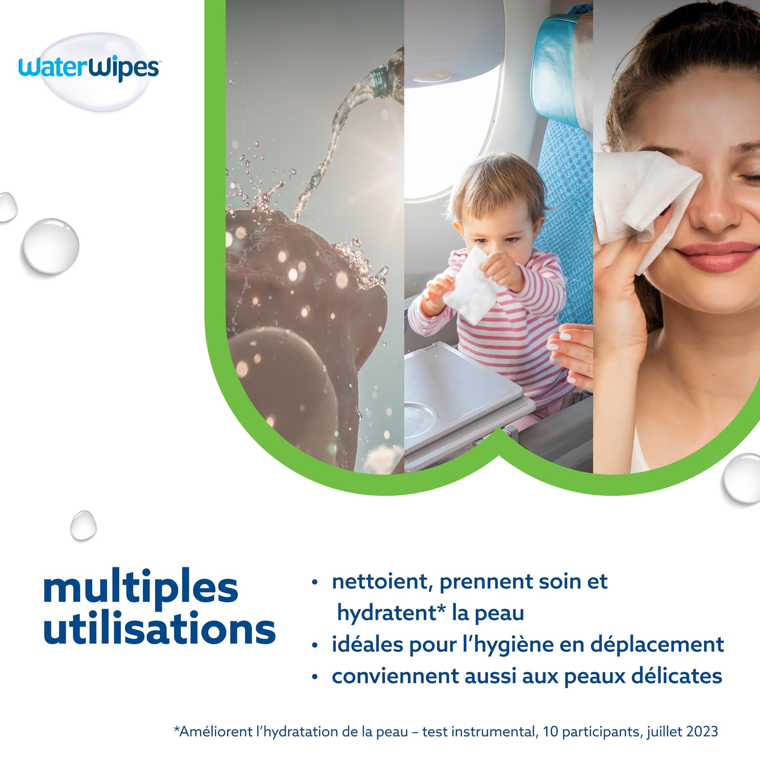 WaterWipes Sensitive+ Hydrating Boost Wipes, Lingettes Hydratantes, 360 unités (1 paquets), 3-en-1 nettoie, soigne, hydrate, 99% d'eau avec aloe vera, non parfumées