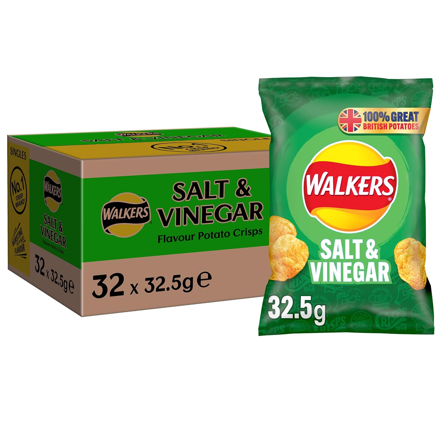 Walkers Crisps Salt and Vinegar x 32 1040g