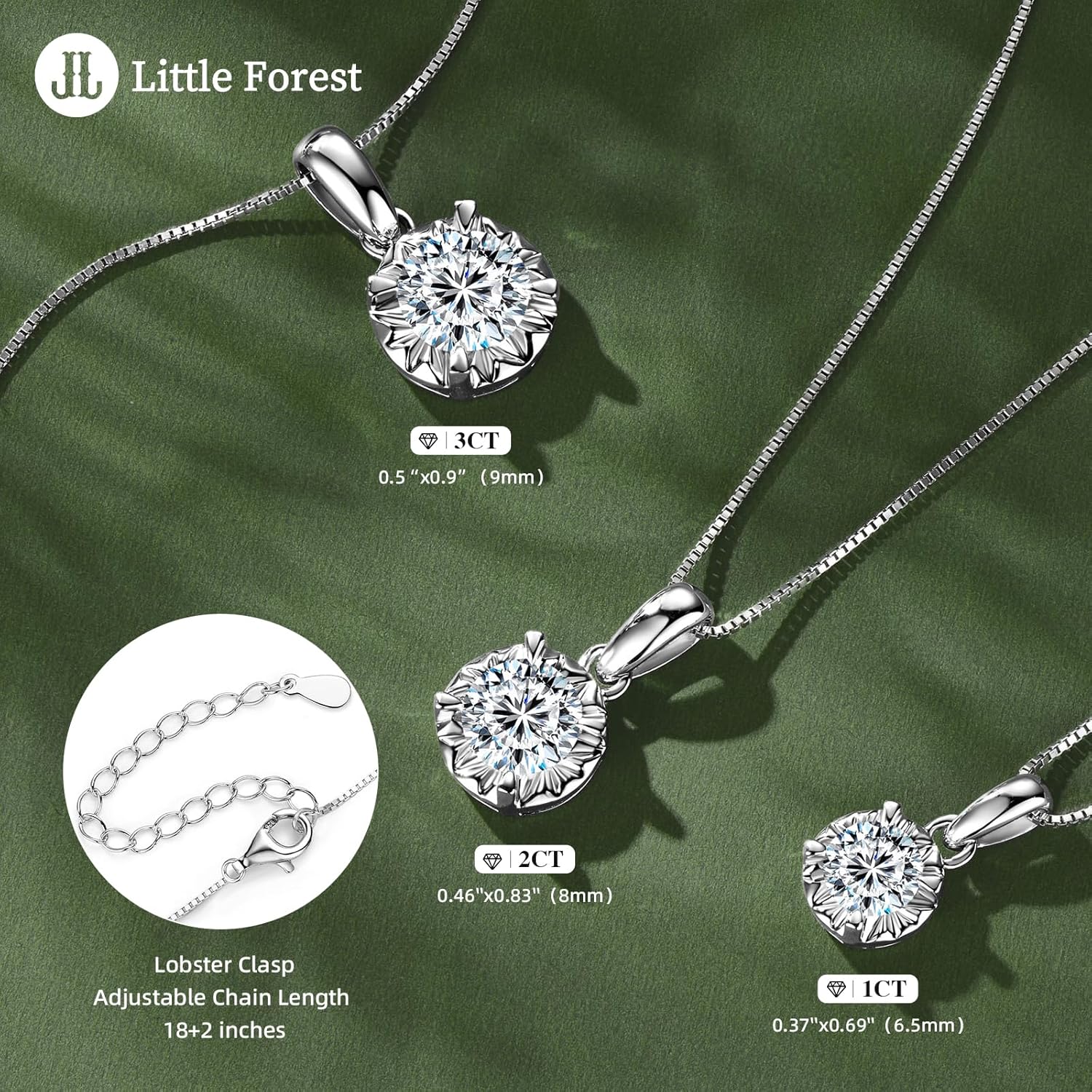 Moissanite Necklaces for Women, 1CT/2CT/3CT Solitaire Pendant with D Color VVS1 Clarity Lab Created Imitation Diamond 925 Sterling Silver Jewelry with Certificate of Authenticity - Image 5