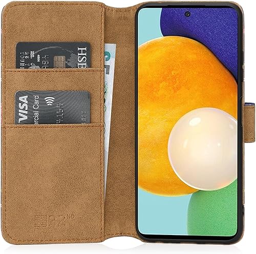 Miniatura 2 de 32nd Floral Series 20 - Funda de piel sintética para Samsung Galaxy A03S 2021 diseño de flores estilo cartera con ranuras para tarjetas color índigo