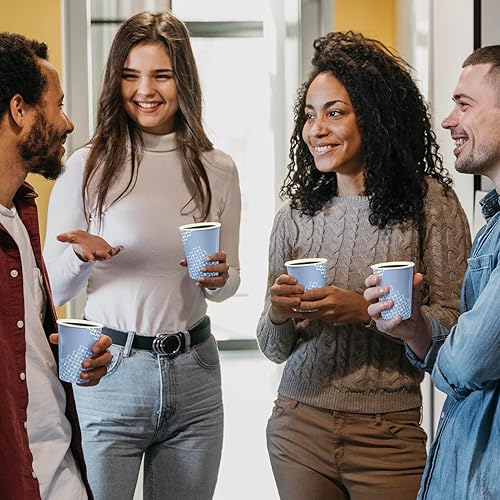Miniatura 21 de MUCHII Tazas de café de papel de 16 onzas, vasos de papel desechables, 210 unidades, vasos de papel desechables para bebidas calientes, tazas