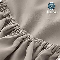 Vista 248 de Bare Home - Sábana bajera de microfibra 1800 muy suave y duradera, para colchones altos tamaño individual, color gris pardo