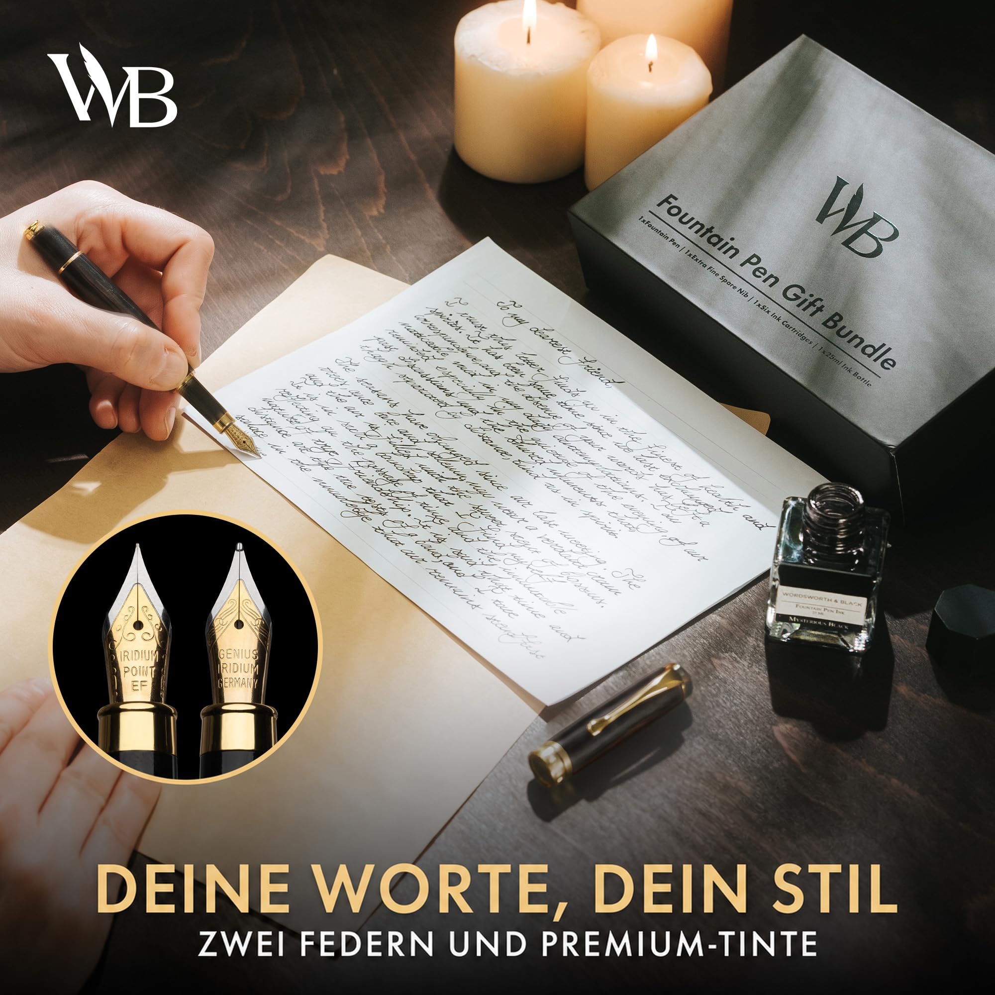 Wordsworth & Black Füller Set Holz, Bambus, Edel, Feder M & Extra Fein