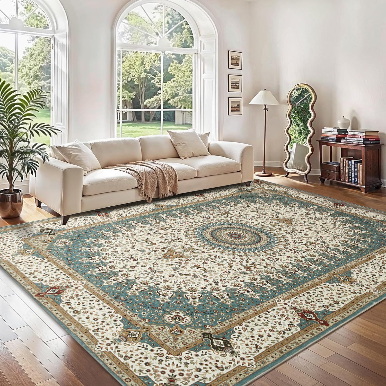 BedLooms Machine Washable Rugs Living Room Large 200x290 cm - Non Slip Vintage Traditional Cashmere Design Boho Rug Floor Carpet Floral Teal Area Rugs for Bedroom Dining Room (Willow) โ image 1