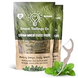 Biodegradable Dental Floss Picks 100 Count 2 Packs | Eco-Friendly Bamboo Like Straw Wheat Sustainable Mint Flavored Flossers for Kids and Adult Teeth Cleaning for The Enviromentally Conscious