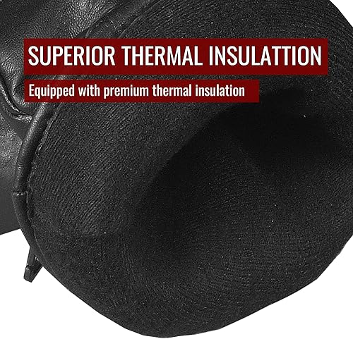 Miniatura 6 de Guantelete de invierno para hombre, 100% piel de oveja natural, forro térmico Thinsulate, resistente al viento, resistente al agua, reforzado y