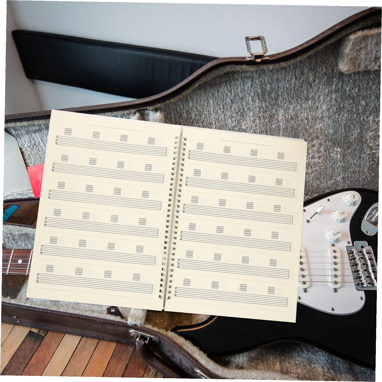 Mikinona Cuaderno Tablatura Guitarra A4 Diseño en Espiral, Resistente al Agua y Ligero, Adecuado para Principiantes Llevar en Bolsa de Guitarra al Aire Libre