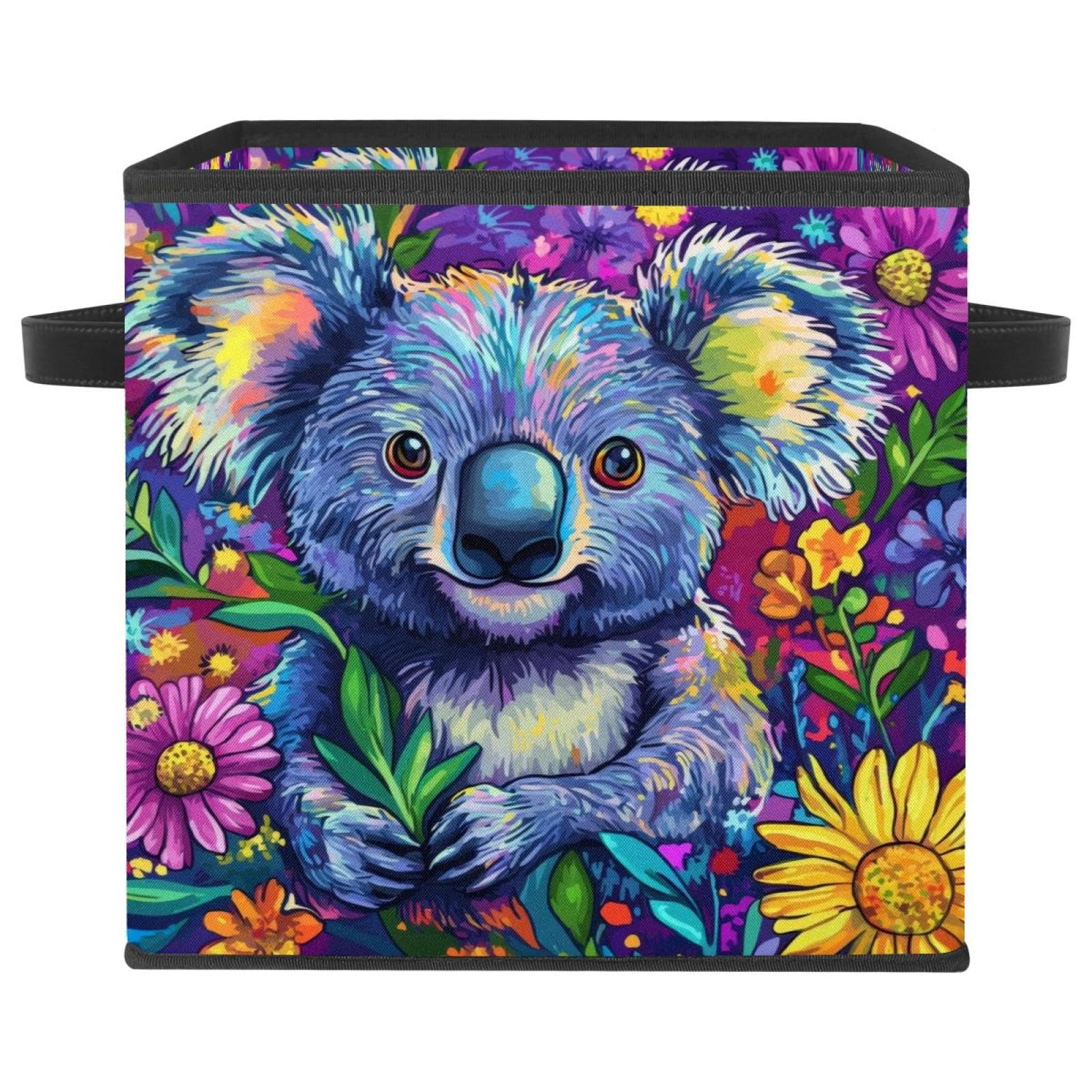 Boîte de rangement double poignées pliable motif koala en tissu Oxford durable