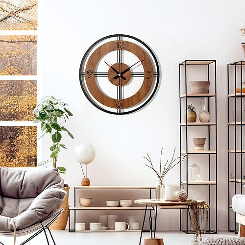 Miniatura 2 de Reloj de pared grande decorativo para pared, reloj redondo de cocina, decoración de cocina, relojes rústicos para paredes, reloj silencioso para