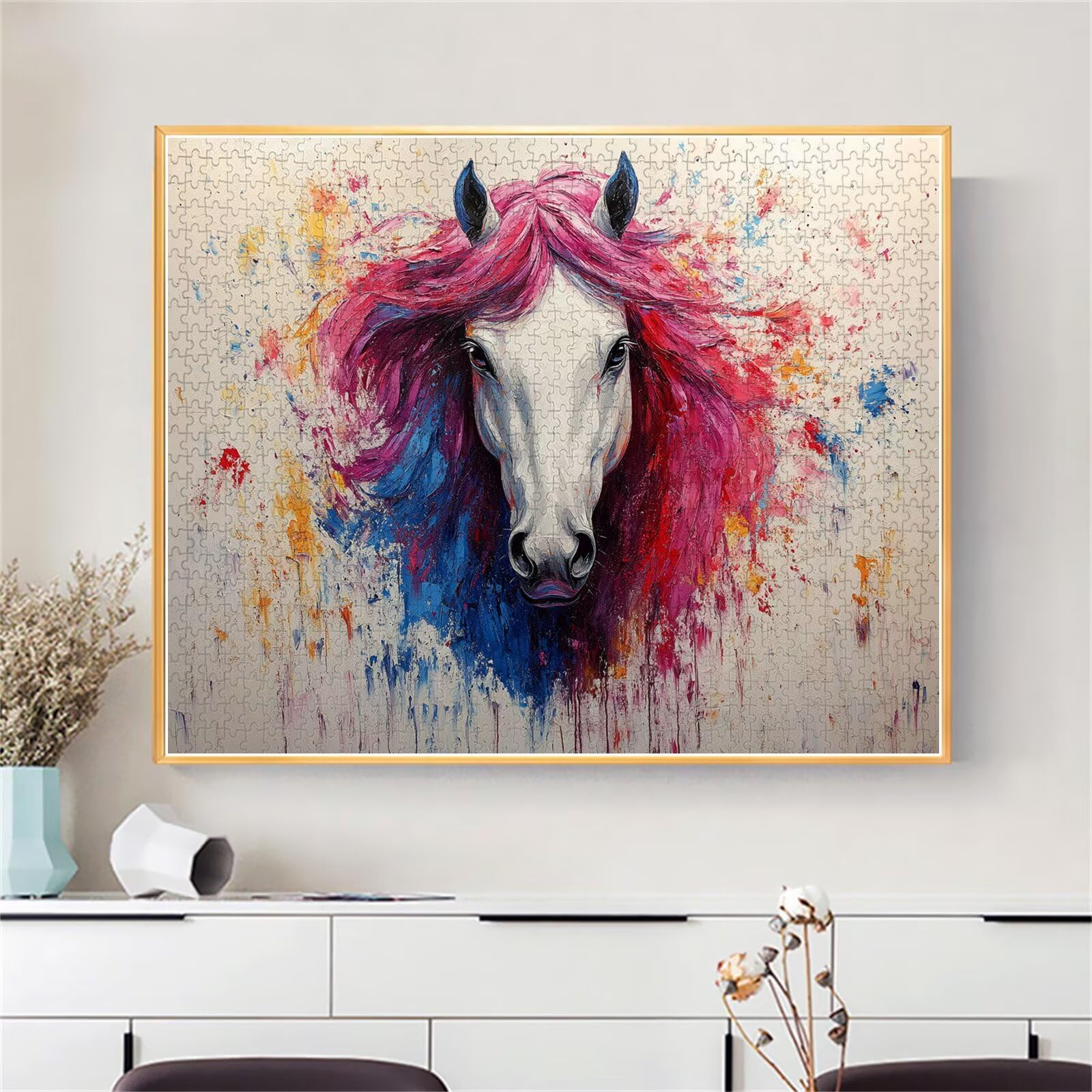 Pferd Puzzle für Erwachsene Kinder Anspruchsvoll 5000 teile Impossible Klassische Puzzles Schwer Abstrakt ab 8 9 10 Jahre Mädchen Jungen Jigsaw Kunst Educa,für Dekoration und Geschenke 105x156cm t-619