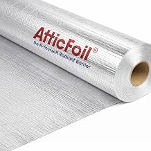AtticFoil Single Sided Foil House Wrap Insulation 60" Wide / 1,000 Sq Ft | Radiant Barrier Aluminum Foil Heavy Duty - Replaces Tyvek on New Construction or Remodeling, Reflects Heat Away