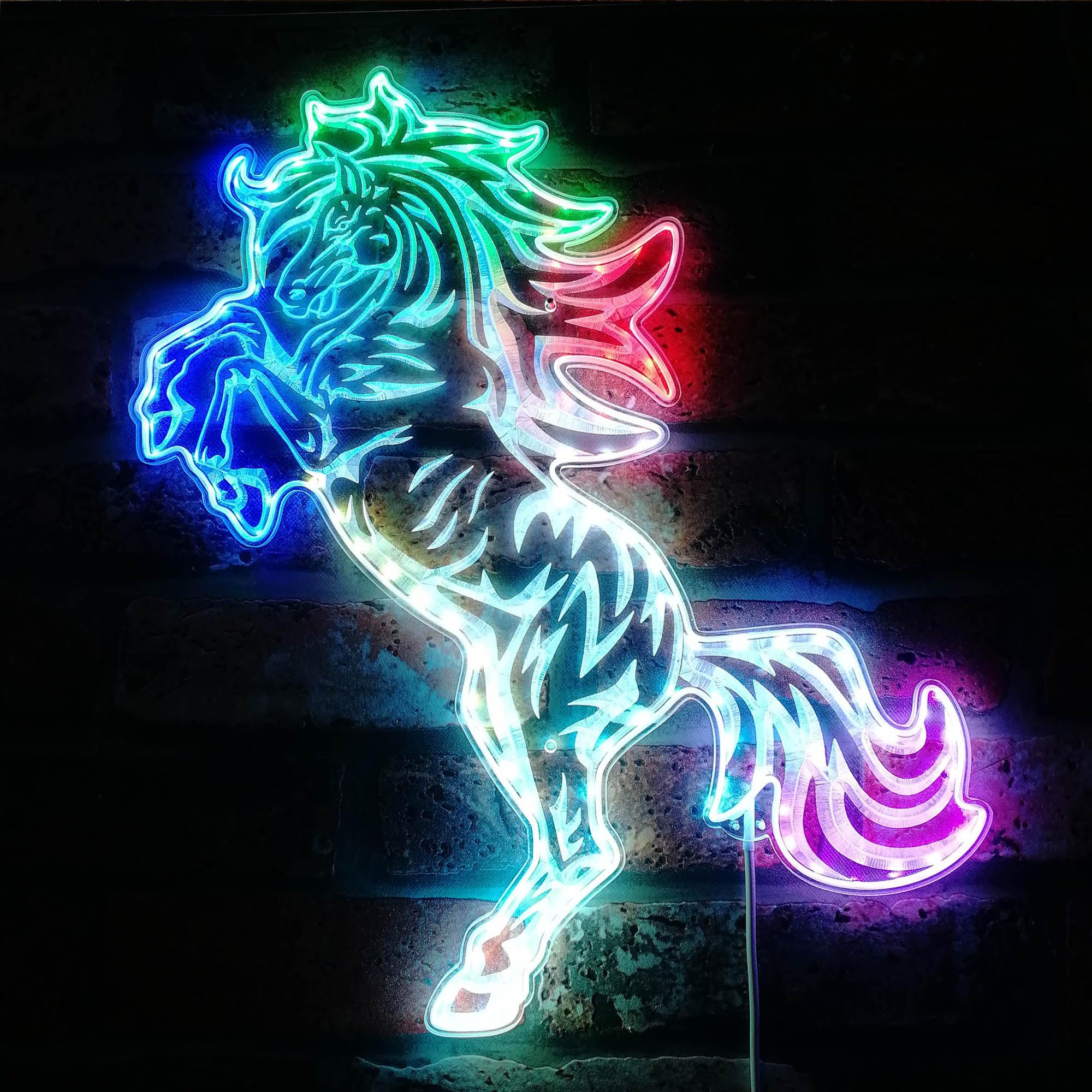 ADVPRO Bronco Wild Horse Animal RGB Dynamic Glam LED Sign - Cut-to-Edge Shape - Smart 3D Wall Decoration - Multicolor Dynamic Lighting st06s43-fnd-i0075-c โ image 1