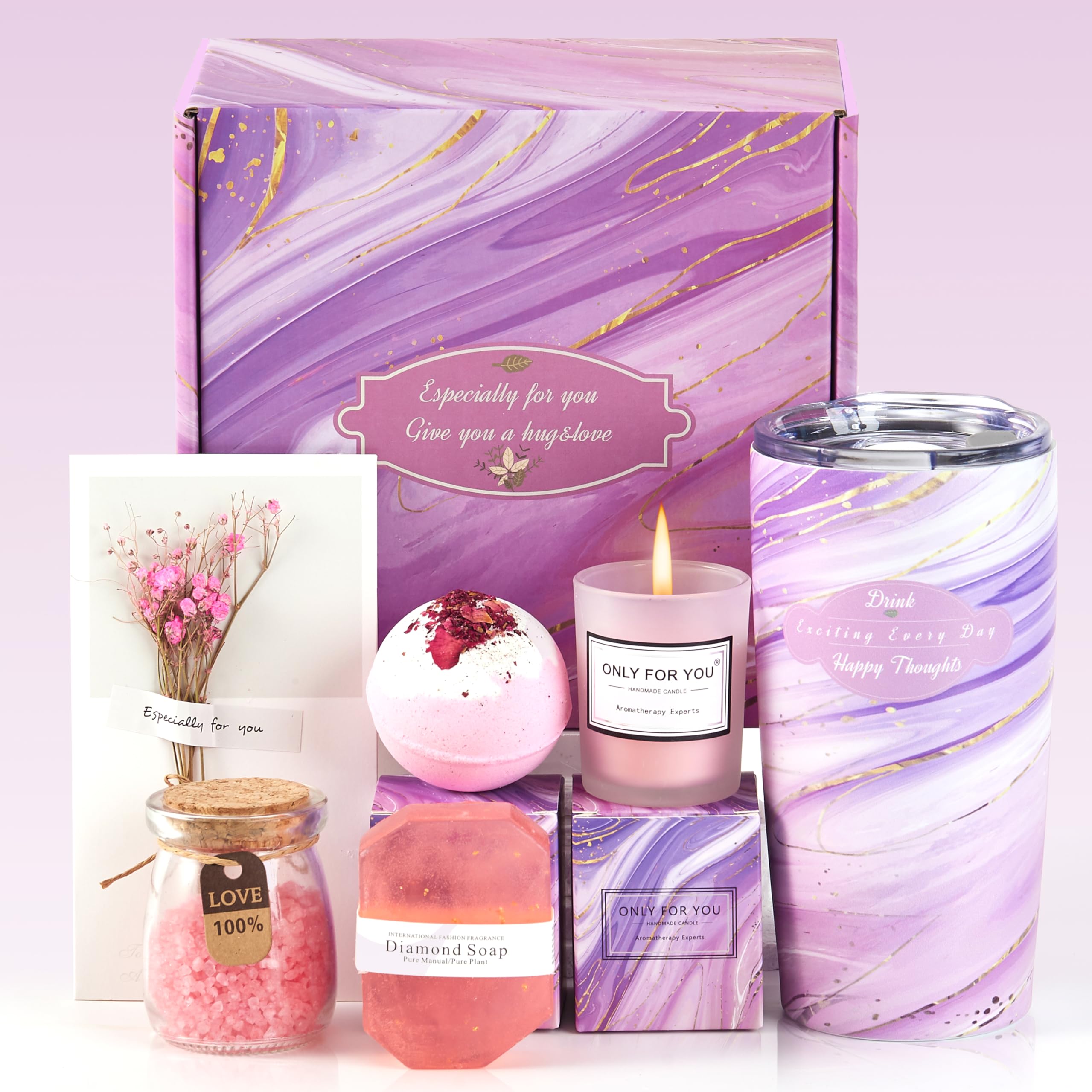 Gifts For Women, Relaxing Spa Gift Basket Set, Unique Gift Ideas for Women, Mom, Wife, Girlfriend, Sister, Her - Happy Birthday, Mothers Day, Christmas, Valentine's Day Gifts (Pink)