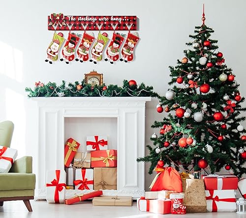 Miniatura 4 de Soporte para calcetines de Navidad con 6 ganchos para colgar en la pared, colgadores de calcetines de Navidad para repisa, chimenea, ganchos de