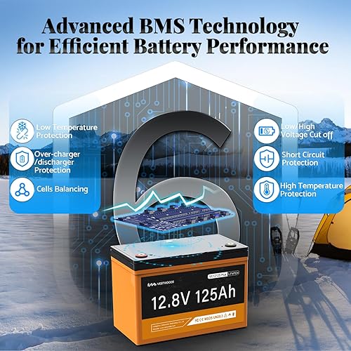 Miniatura 6 de Batería recargable LiFePO4 de 12 V 100 Ah, corte de carga 32F, IP65, 1280Wh, batería integrada de 100 A BMS de ciclo profundo de fosfato de iones de