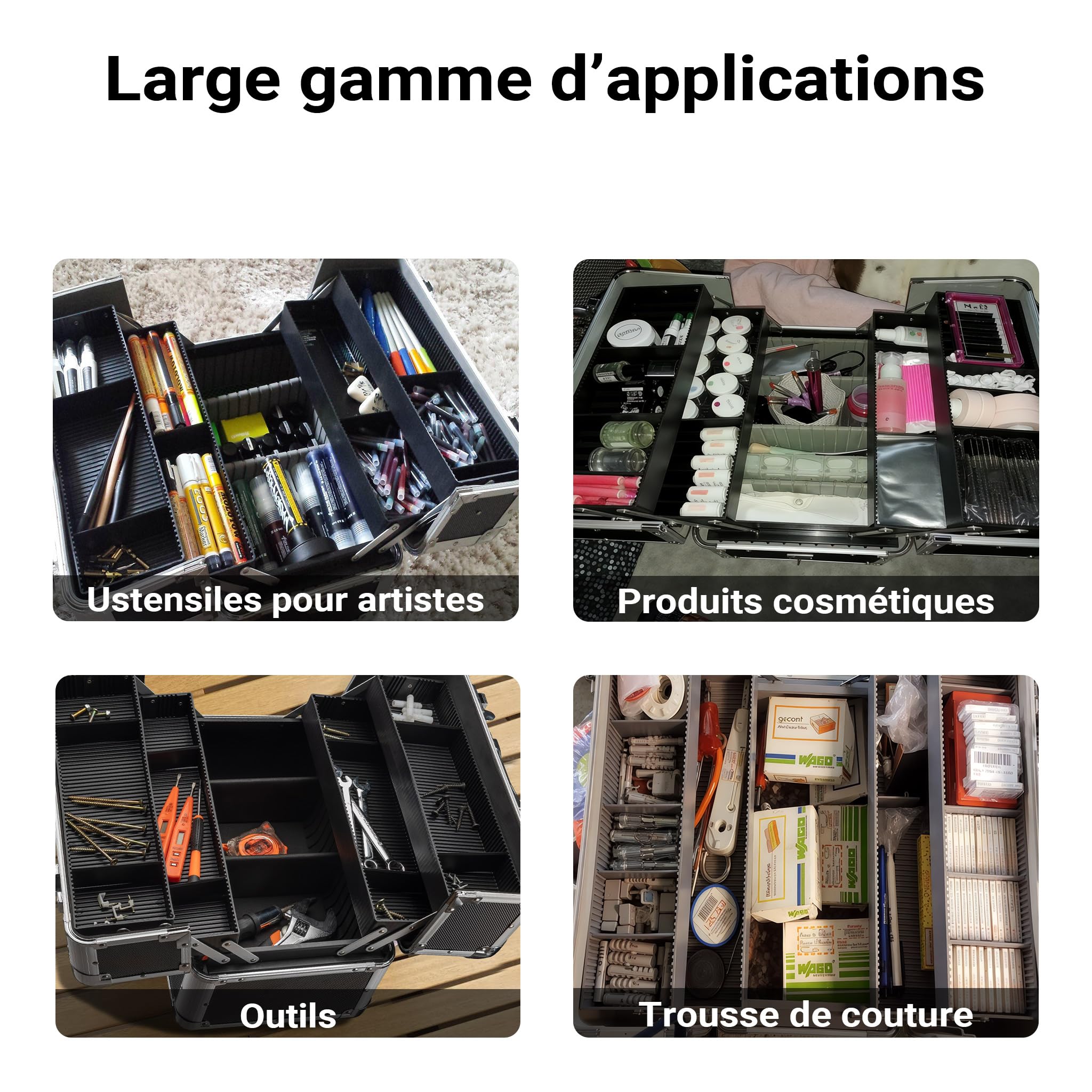 Wiltec Boîte à outils – 35,5 x 24 x 22,5 cm – Mallette universelle polyvalente – en ABS, PP, Acier et Aluminium – Porte-outils avec Poignée de transport – Garage Atelier