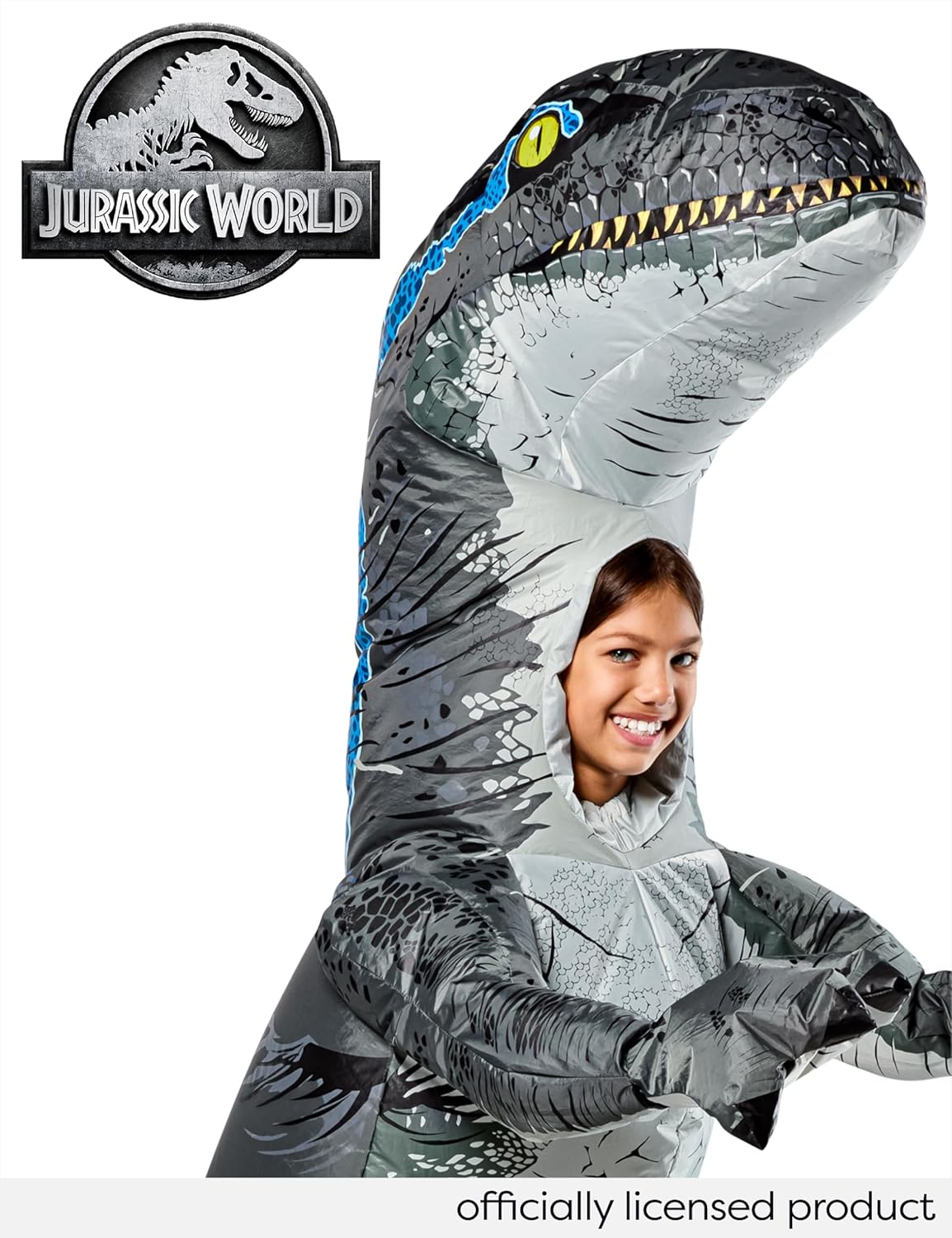 Rubies Jurassic World: Blue Velociraptor Inflatable Costume for Kids, Unisex One Size - Image 2
