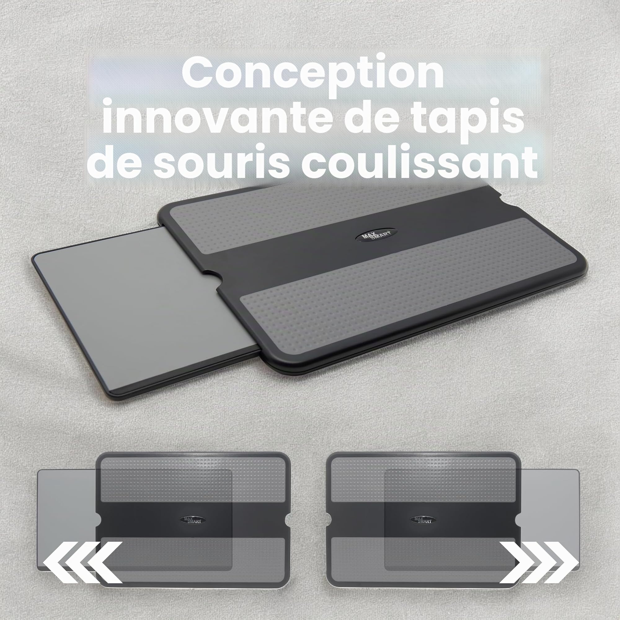 Max Smart Tapis Portable pour Ordinateur Portable avec Plateau de Souris rétractable, Bouclier Thermique antidérapant