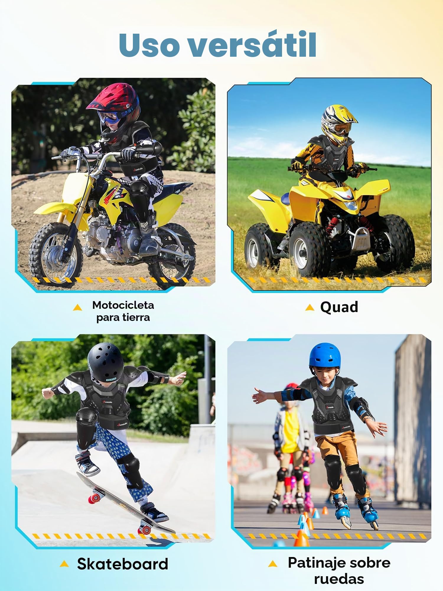 Motos Ropa Protectora Niños, JUSTDOLIFE 5 PCS Chaqueta Protectora de Moto para Niños de Pecho con Coderas y Rodilleras para Ciclismo Skateboarding Go-Karting