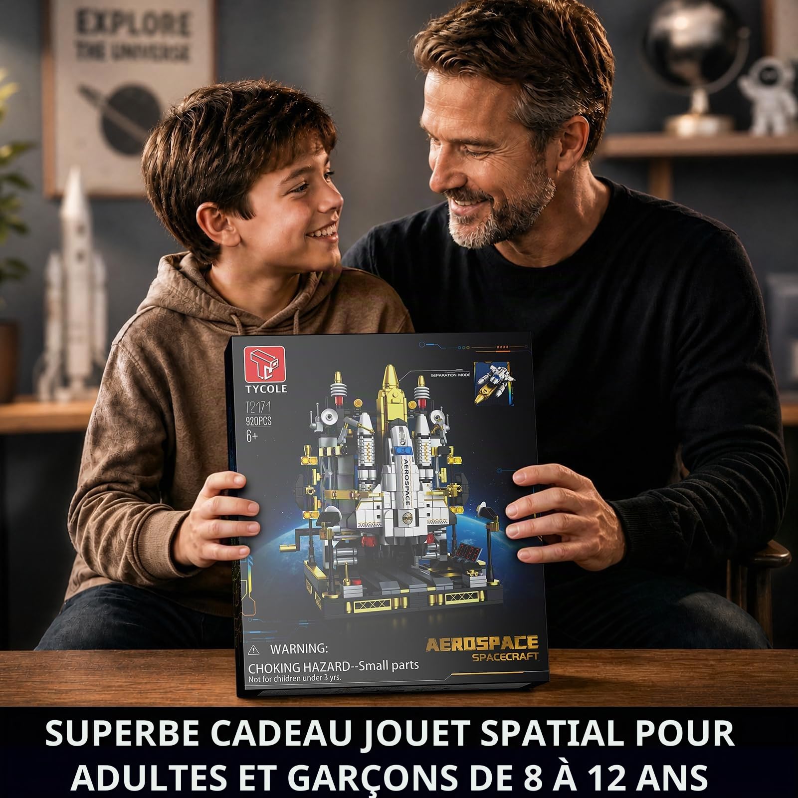 TYCOLE Navette Spatiale en Briques avec Base de Lancement, 920 Pièces