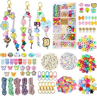 Ecoofor 487 PCS Beaded Keychain Making Kit, Acrylic Letter Beads with He...