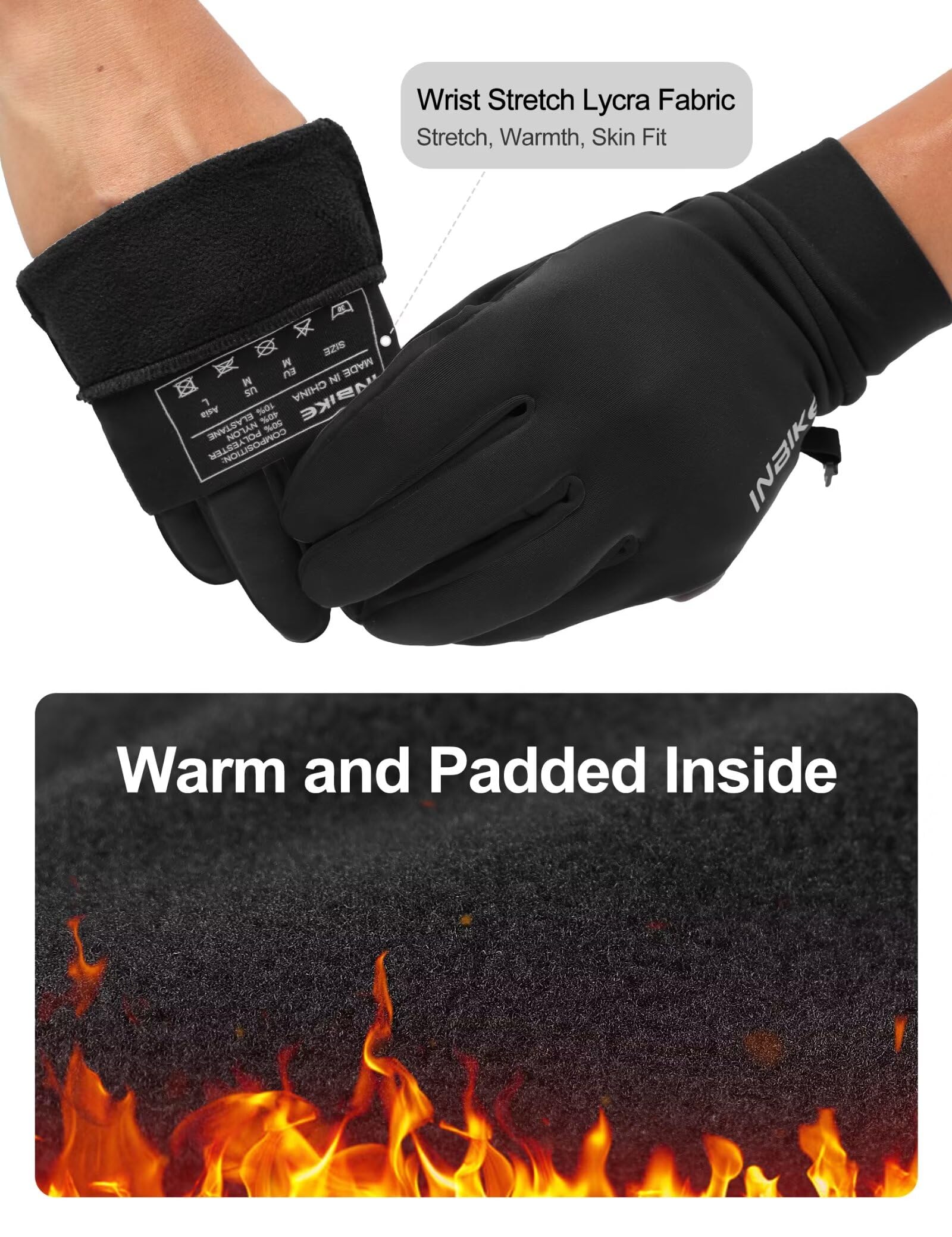 INBIKE Guantes de invierno para mujeres y hombres, guantes cálidos para pantalla táctil, resistentes al viento, resistentes al agua, forro térmico, antideslizantes y aislados