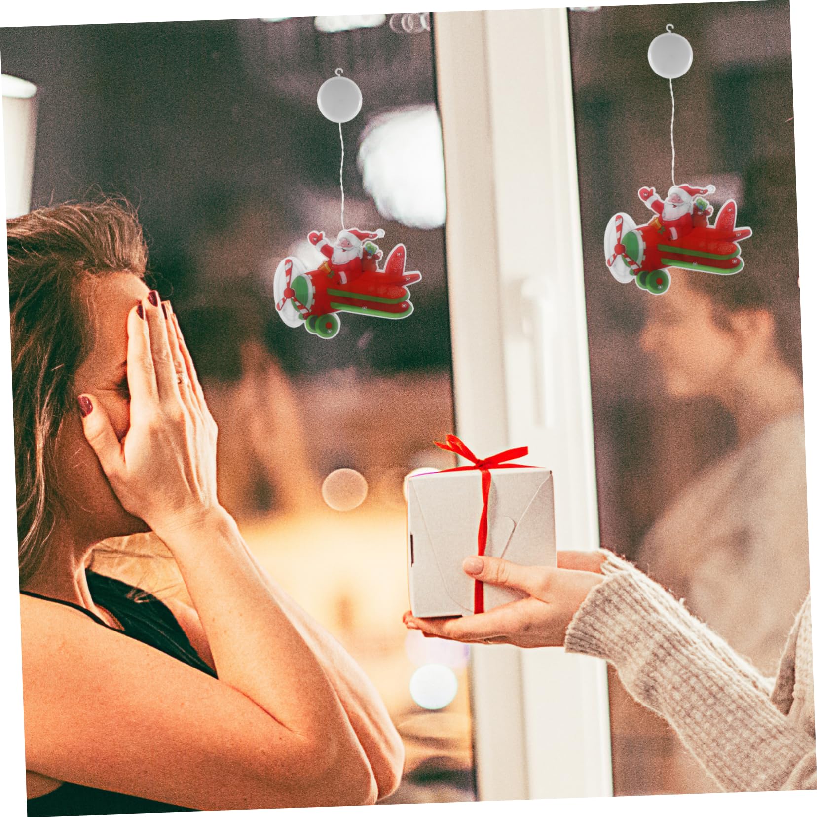DOITOOL 3 Stücke Fenster Hängen Lampe Santa Lichter Weihnachten Dekorative Lampe Für Schaufenster Sicher
