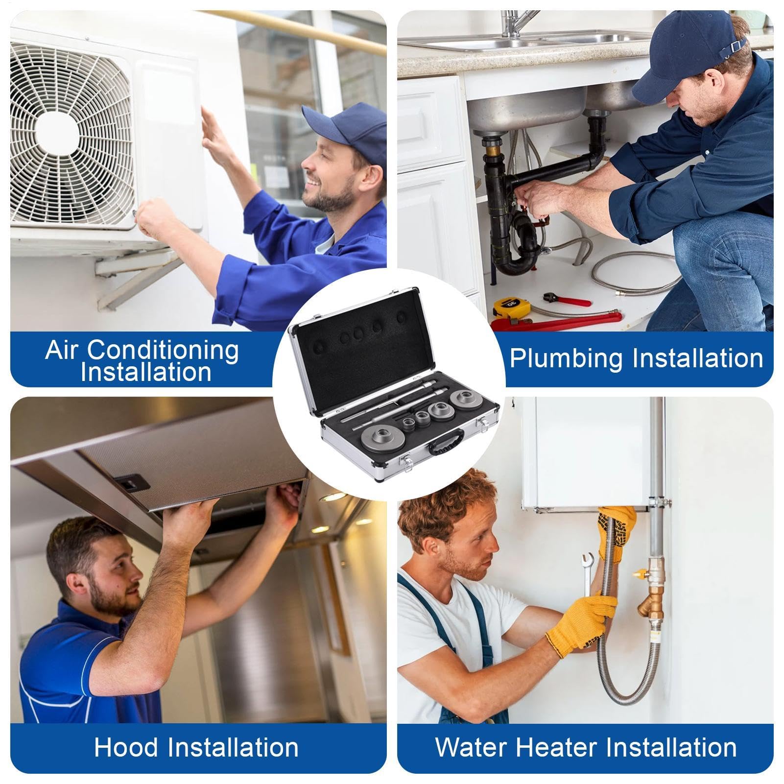 Concrete Hole Saw Kit - High Strength Masonry Hole Saw Kit with Drill Bit, Hexagon Wrench, Hole Openers - Hole Saw Tool Set with Portable Case for Concrete Cement Brick Stone