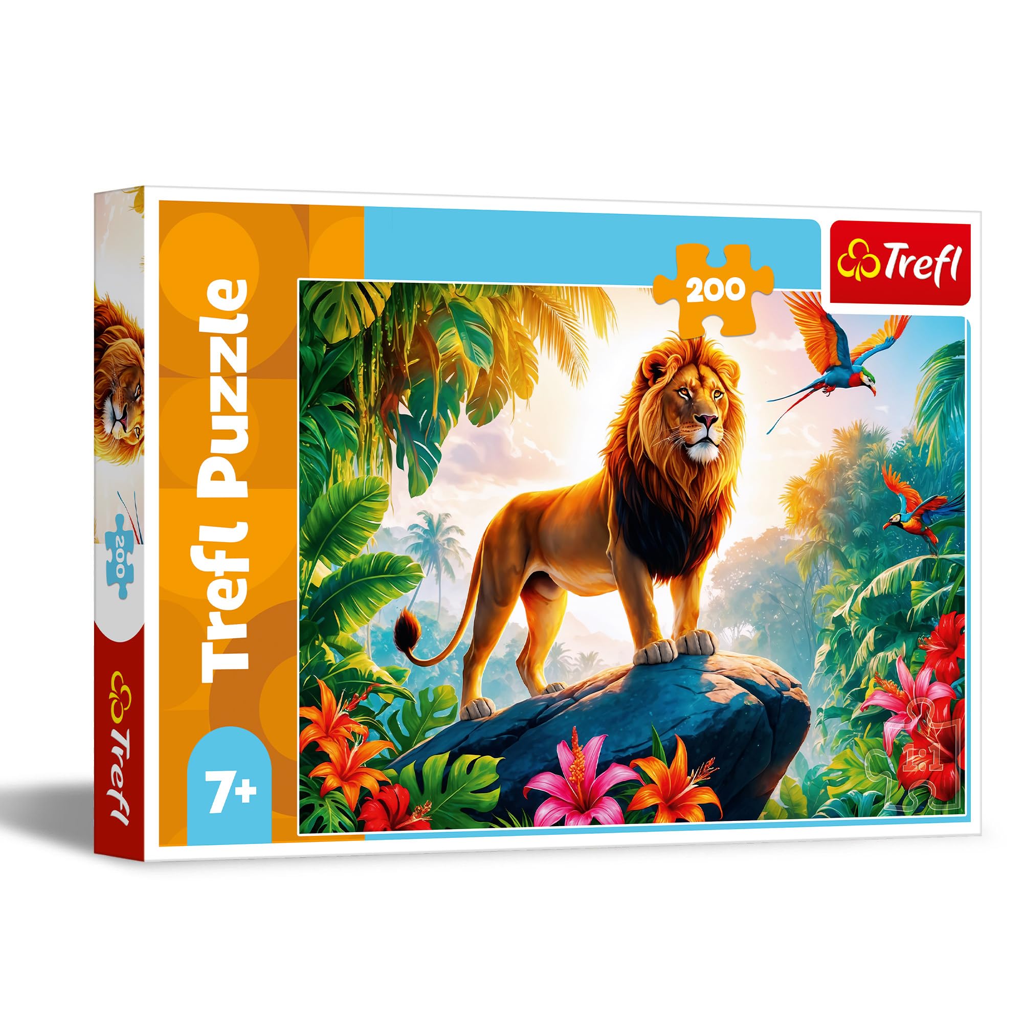 Trefl - King of the Jungle - 200 Piece Puzzle - Colourful Animal Puzzle for Children from 7 Years