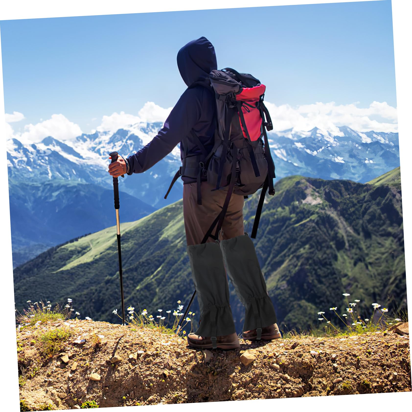 GALPADA 2 Pairs Men's Leg Gaiters Hiking Waterproof Boot Covers Oxford Cloth Snake Gaiters for Hiking Boots