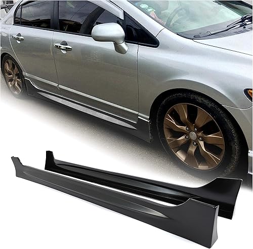 JMTAAT Panel de extensión de faldas laterales compatible con Honda Civic 2006-2011, sedán de 4 puertas, color negro, estilo RR