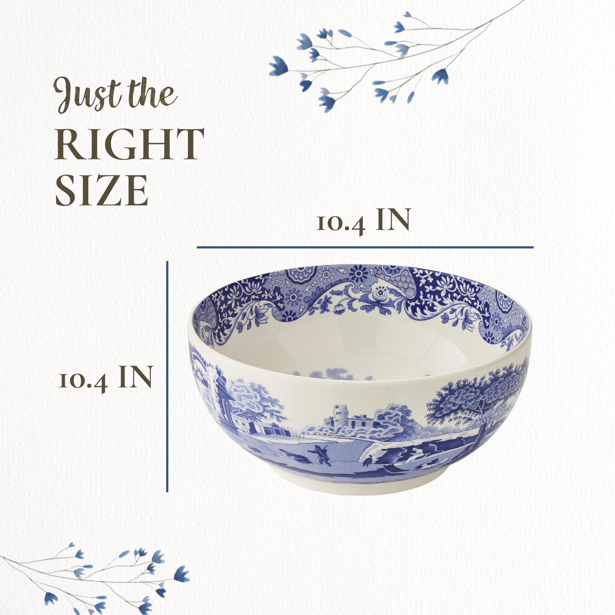 Portmeirion Spode - Cuenco Redondo (27,5 x 27,5 cm), Color Azul