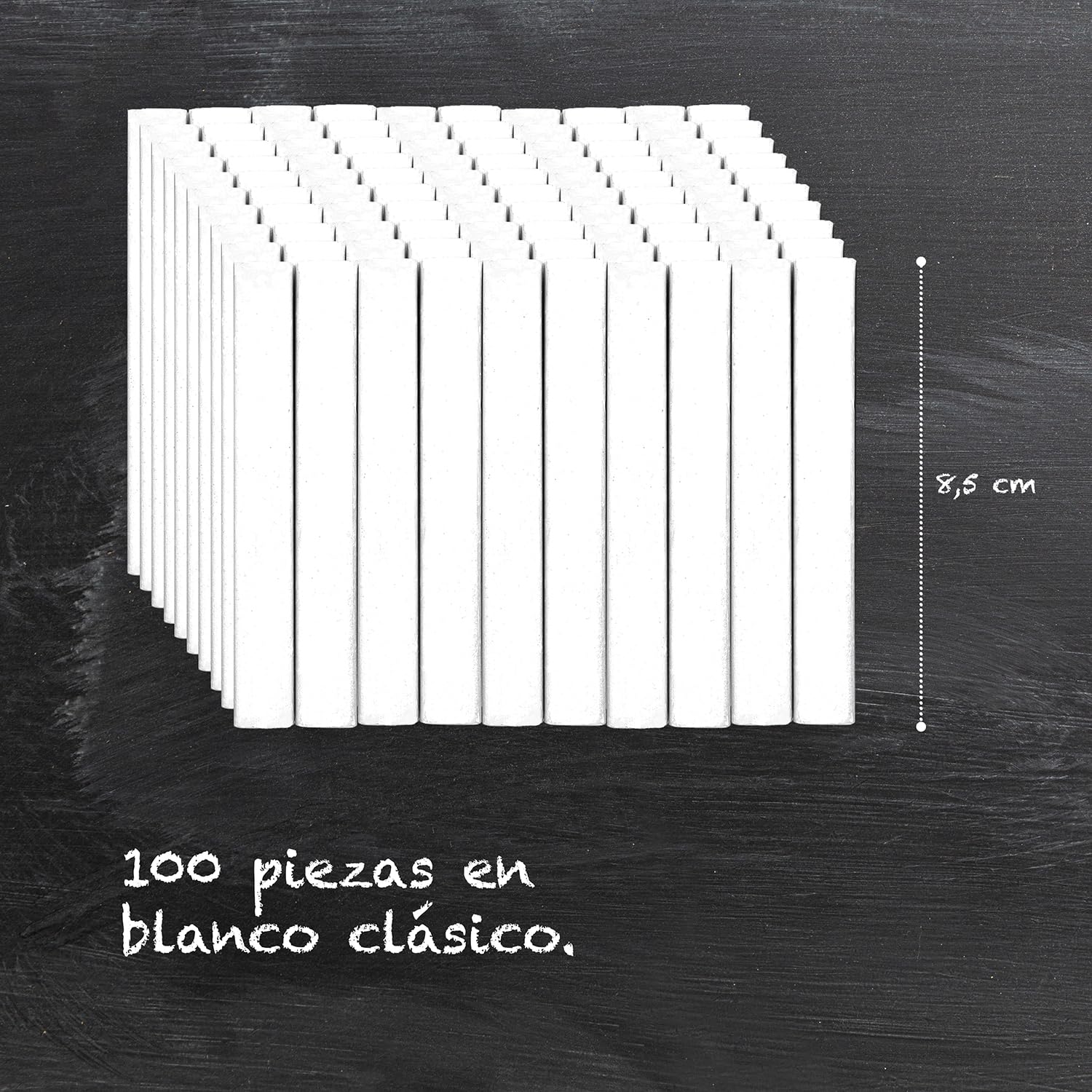 Westcott Tiza 100 unidades blanca | Paquete económico Tiza para pizarra con 1,2 cm ⌀ en blanco opaco | sin polvo y fácil de limpiar | barras de tiza de 8,5 cm de largo | E-744986 00