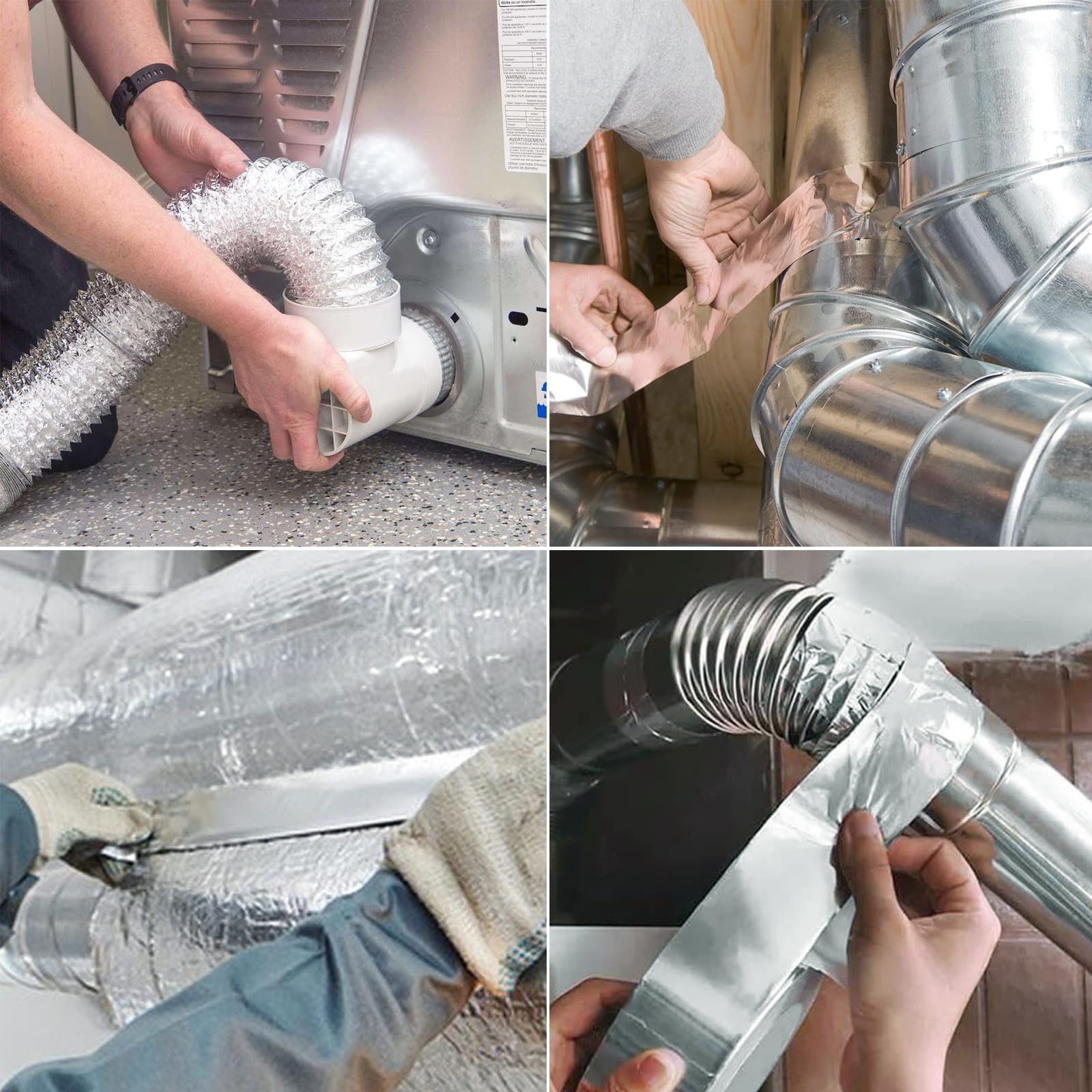 PUWOWYE Cinta De Aluminio, Cinta Aluminio Adhesiva Impermeable y Resistente al Calor, Aluminio Para Sellar para Barreras de Vapor, Sistemas de Ventilación y Aire Acondicionado (50 mm x 10 m)