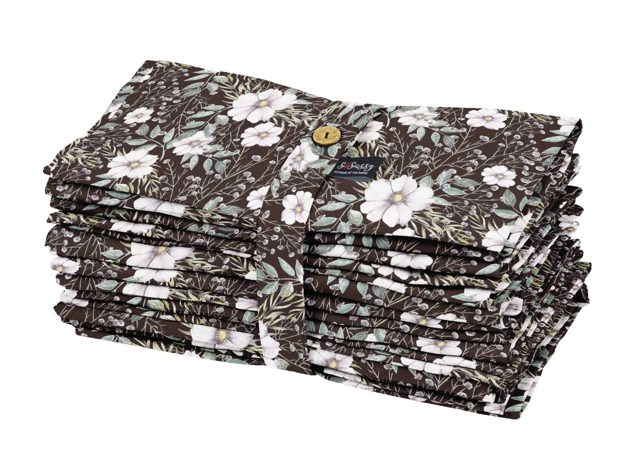 Serviettes marron floral S4Sassy pour vos dîners et cocktails