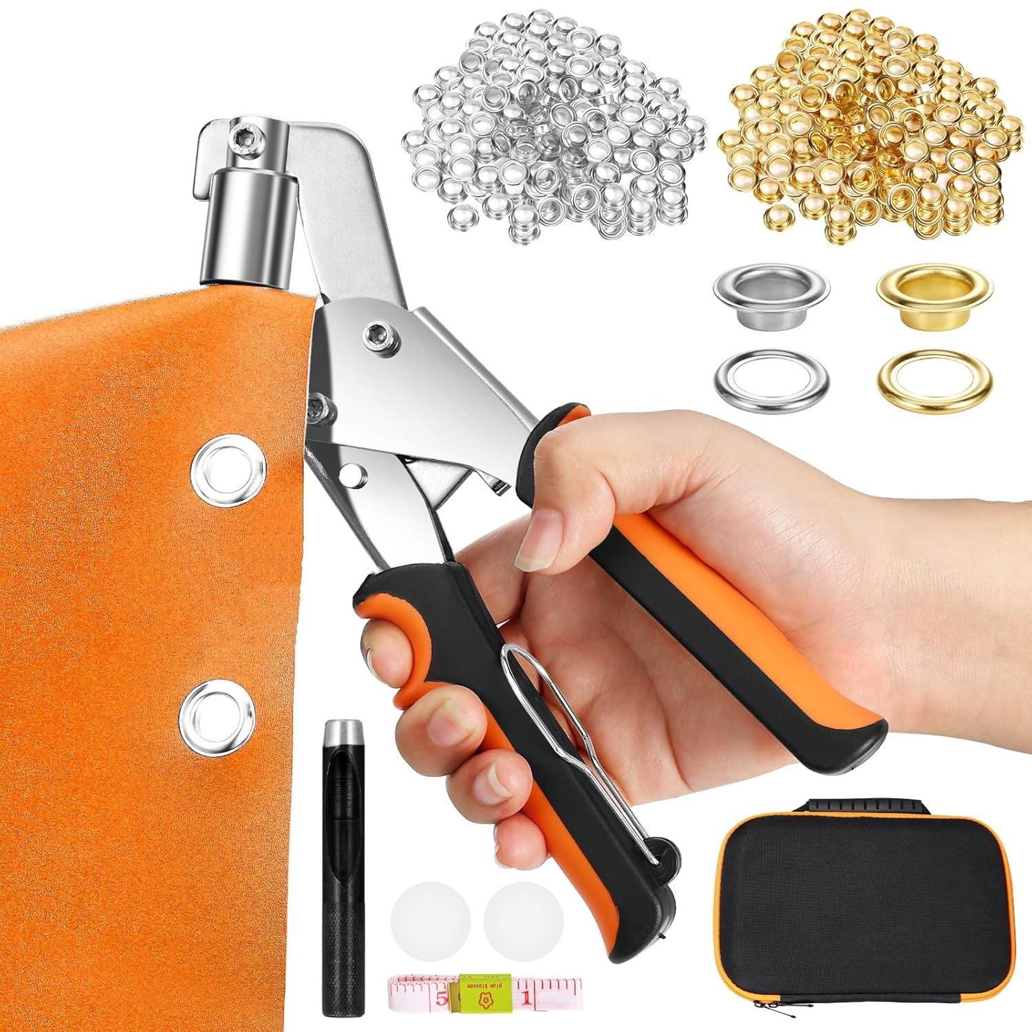 Grommet Tool Kit,600 pcs 10mm Grommets,3/8 Inch Grommet Kit Handheld Eyelet Pliers Set,Heavy