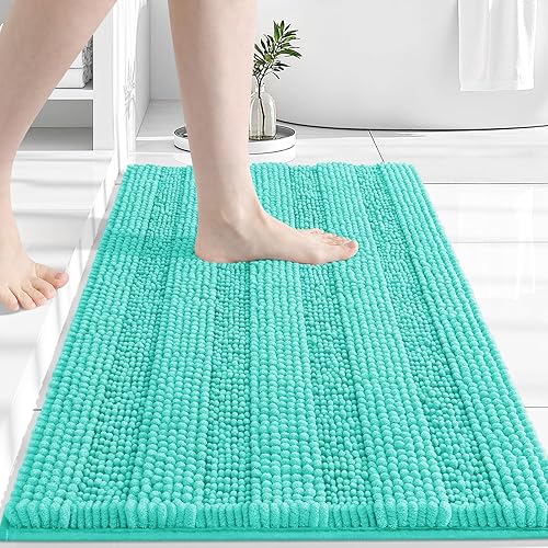 Grandaily - Alfombras de baño de felpilla a rayas, extra gruesas y absorbentes, antideslizantes y suaves, lavables a máquina, tapetes para baño, 24