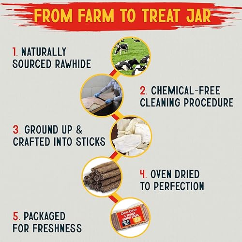 Miniatura 7 de Canine Chews Palitos de cuero crudo de 5 pulgadas para perros pequeños, golosinas de entrenamiento para perros pequeños y cachorros (paquete de 100)