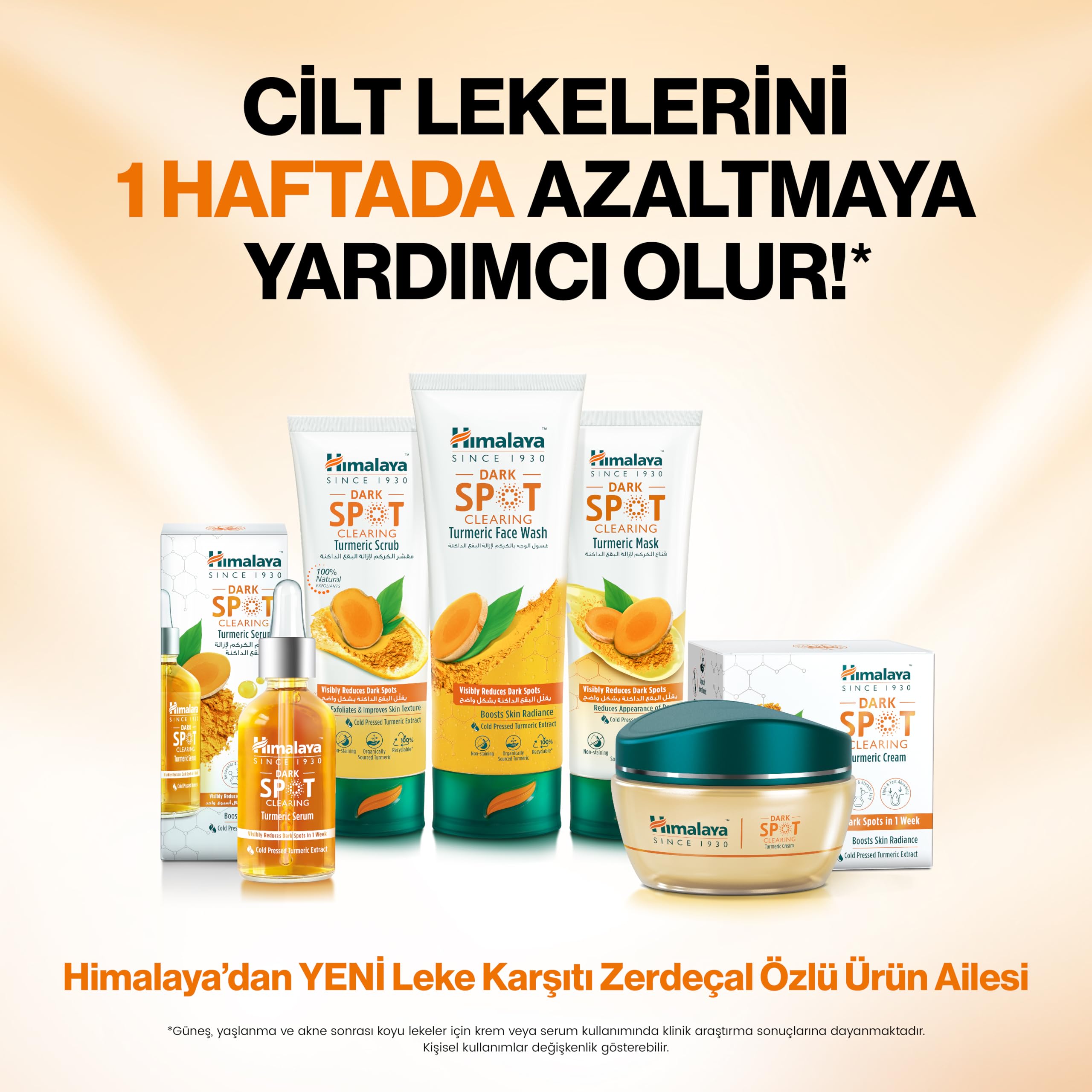 Himalaya Since 1930 Dark Spot Clearing Leke Karşıtı Zerdeçal Özlü Serum 30 ml, Niacinamide%2, Glikolik Asit 10%
