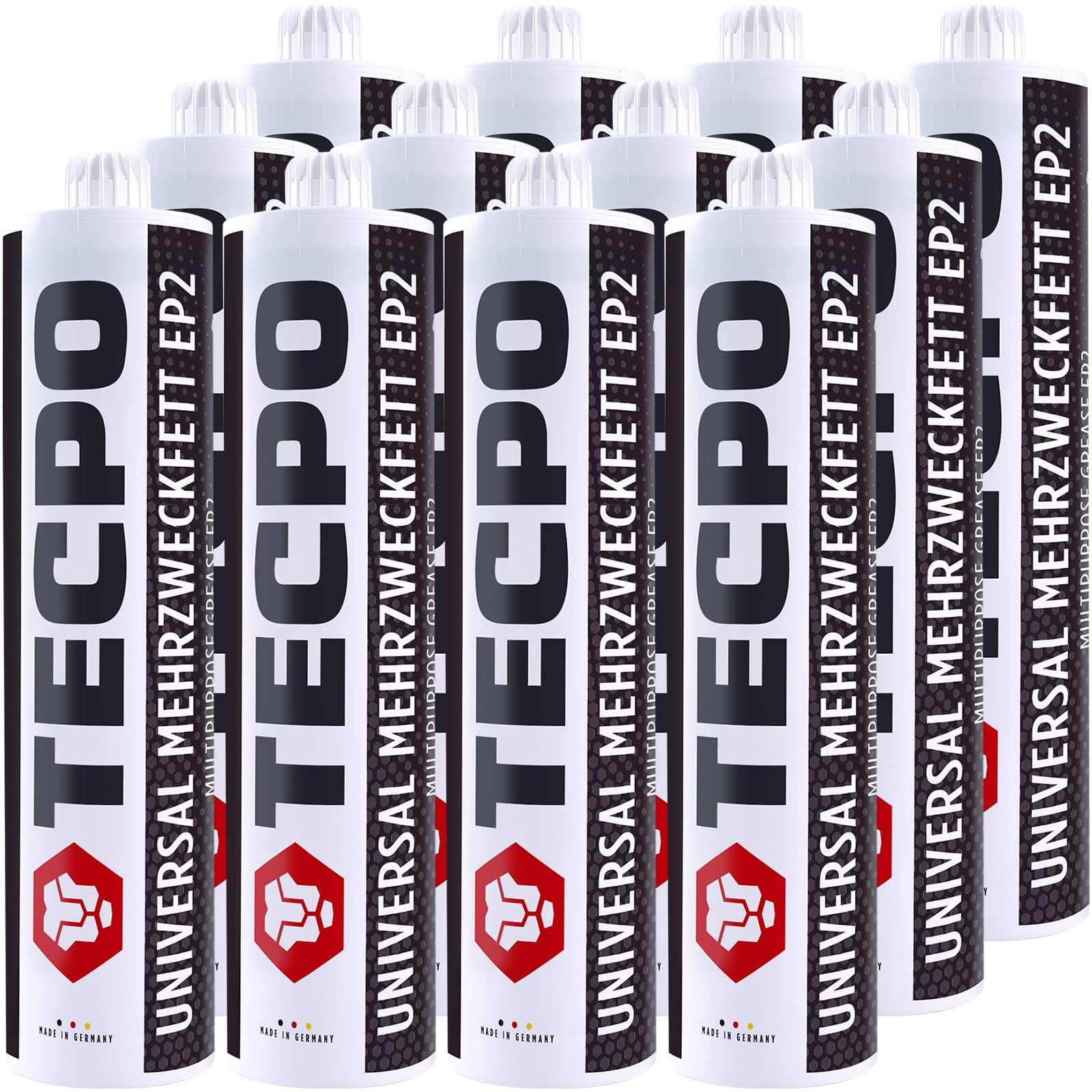 TECPO 12x Universal Mehrzweckfett 500g EP2 Lithium Fett Schmierfett Lithiumfett universell einsetzbares Langzeitfett temperaturbeständiges Gleit- Wälzlager Fett wasserbeständig