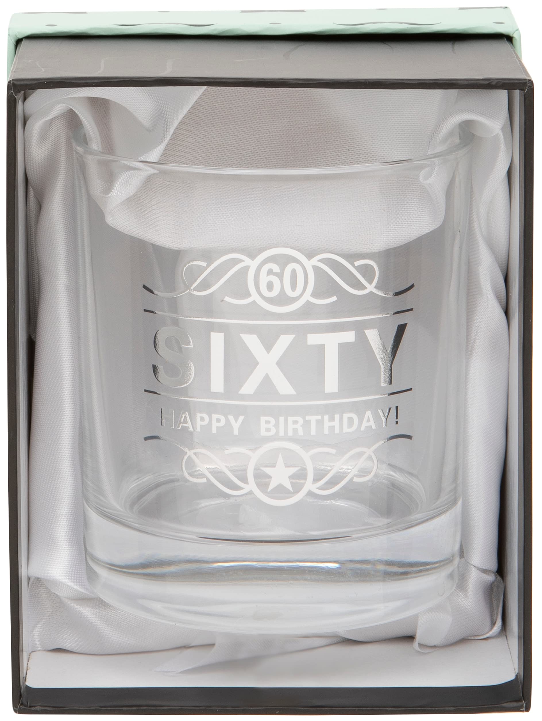 Maturi 60th Birthday Spirit Glass 'Sixty Happy Birthday!', 350 ml, pudełko prezentowe