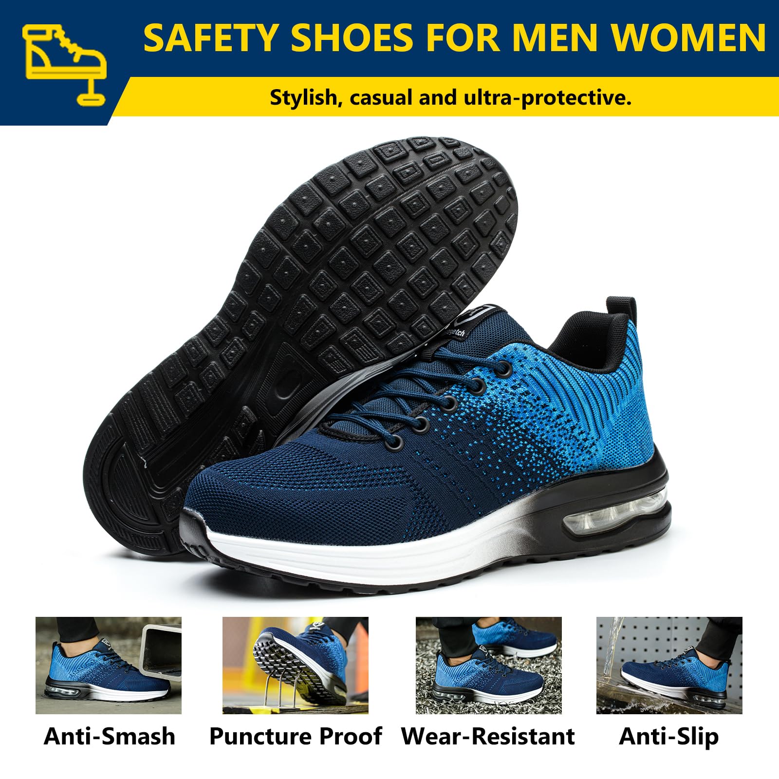 Baofular Scarpe Antinfortunistiche Uomo Donna Leggere Scarpe da Lavoro Comode Scarpe Sicurezza Antiscivolo Traspiranti