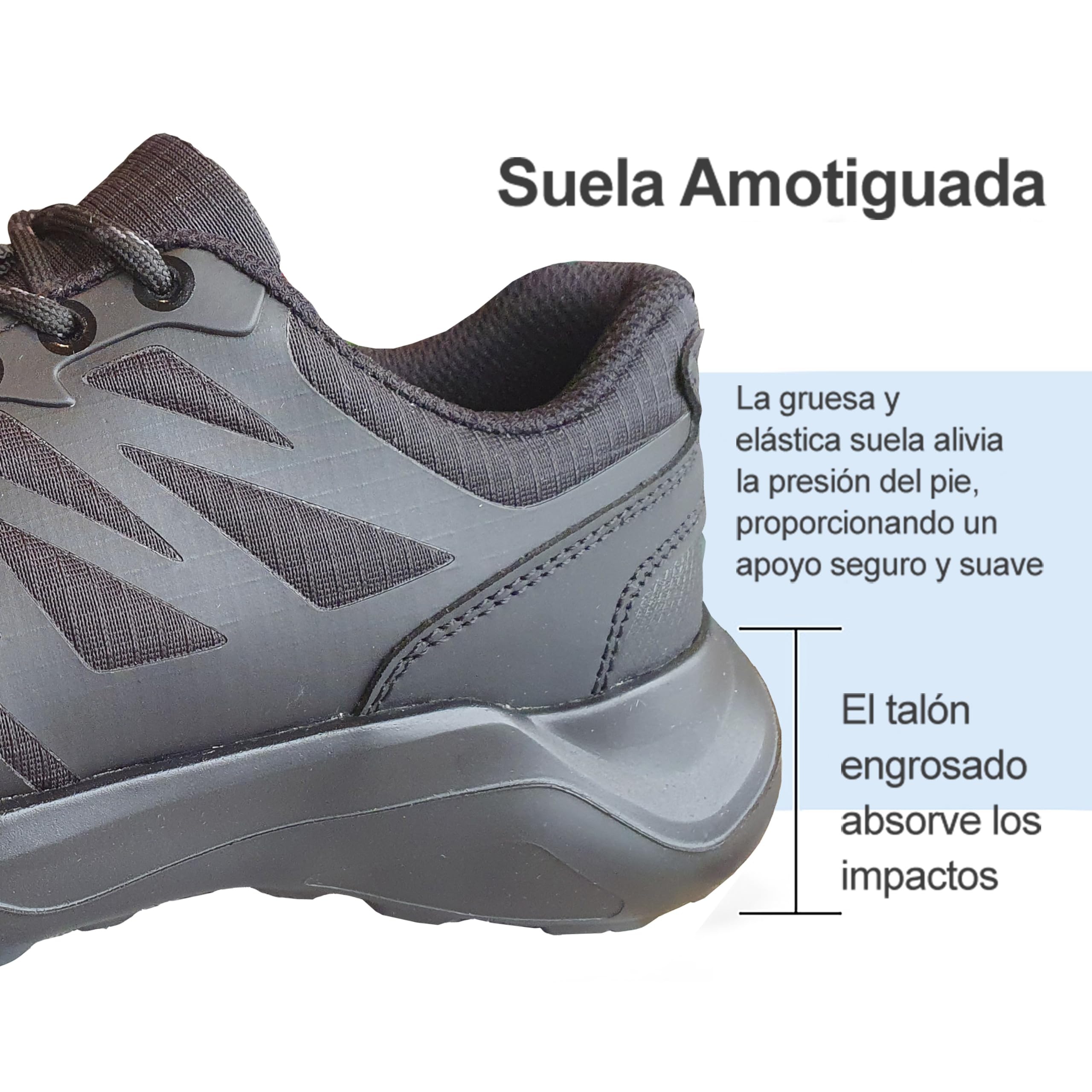 Spider - Zapatillas Negras Antideslizantes para Uso Diario, Cómodas y Amortiguadas, Calzado Casual para Restaurantes y Hoteles | 36-45 EU