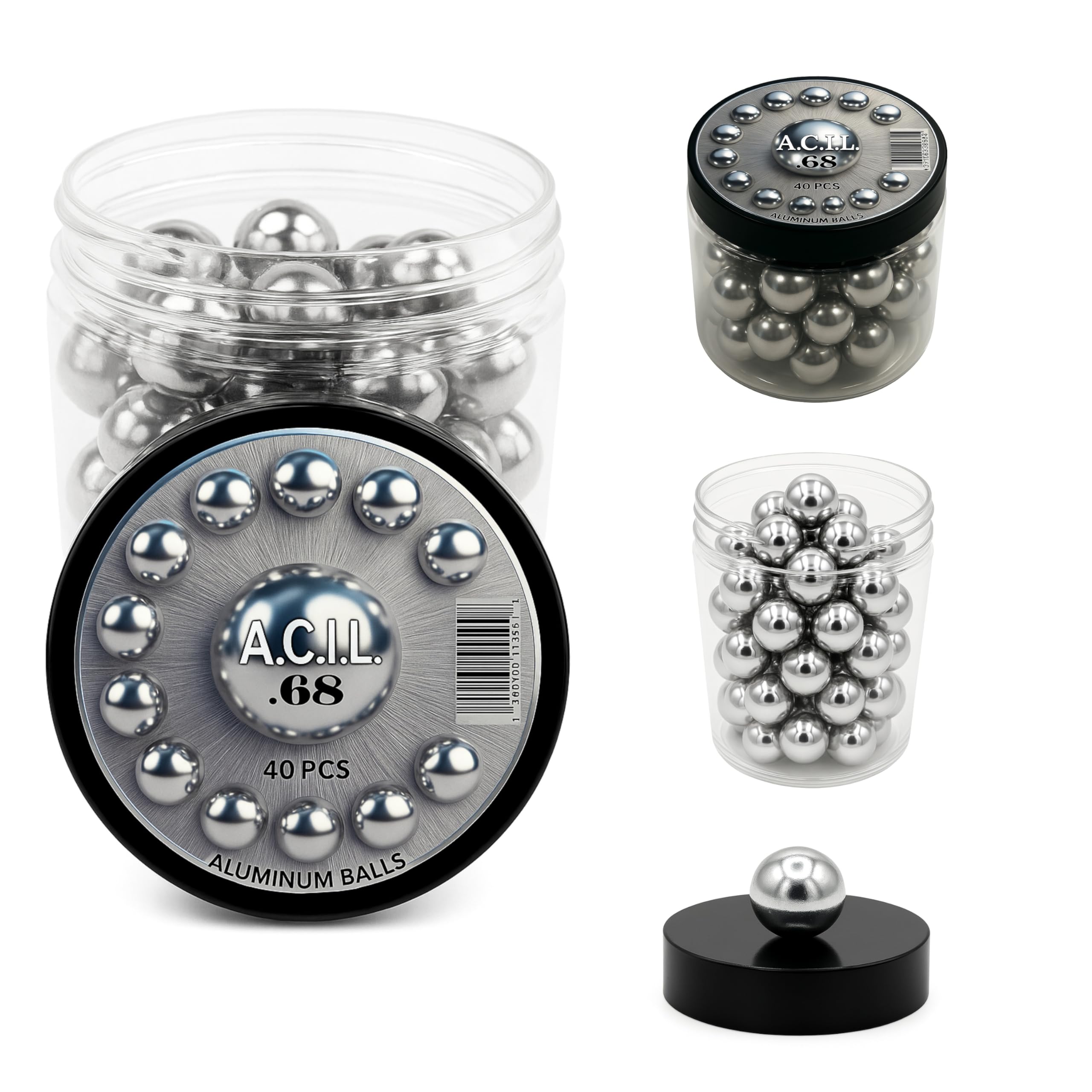 Aluminum Balls .68 Cal. Solid Resuable Paintballs Powerballs for Target Practice, Training and Defense Pistols in 68 Caliber (40 pcs)